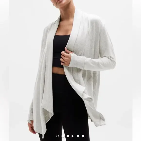 Athleta Pranayama Restore Wrap light heather gray sz L - Picture 1 of 9